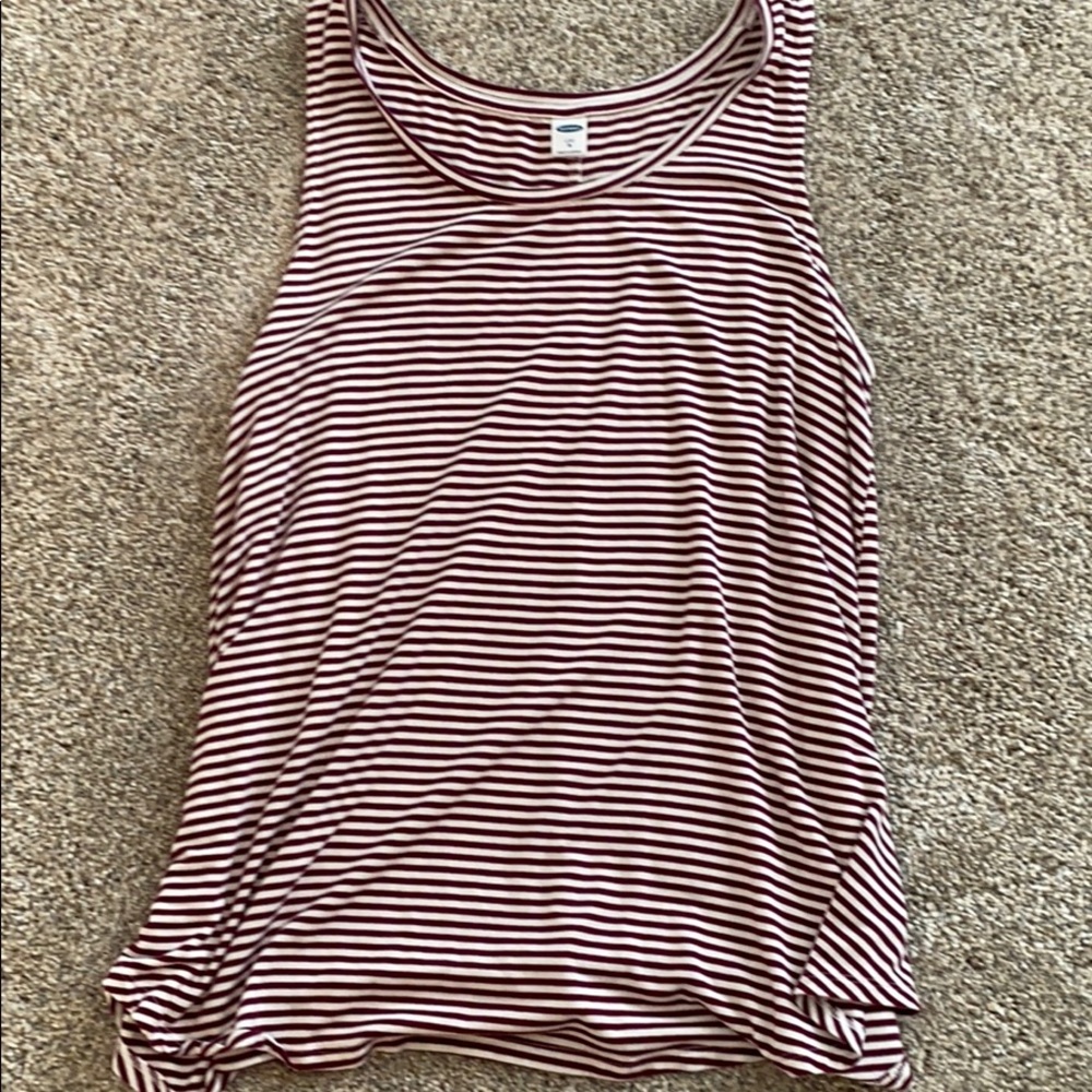 Maroon and white striped Old Navy tank top